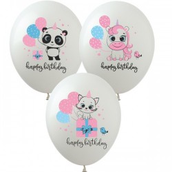 Куля з гелієм, з мал Happy Birthday Kids, оброблений HiFloat (1шт)